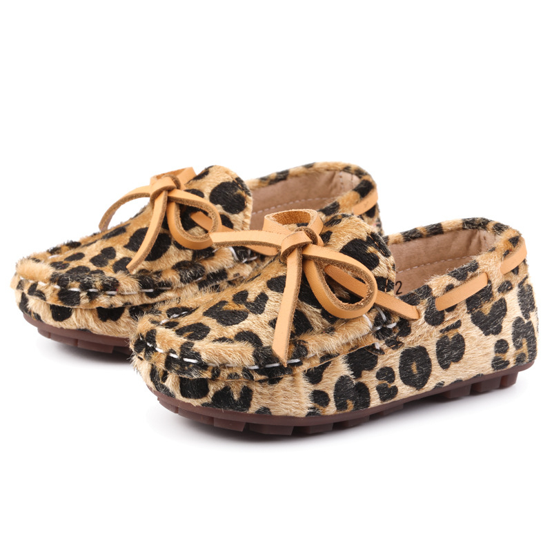 Dječje cipele za princeze s leopard printom, mašna, slip-on, PU gornji dio, protuklizna potplat
