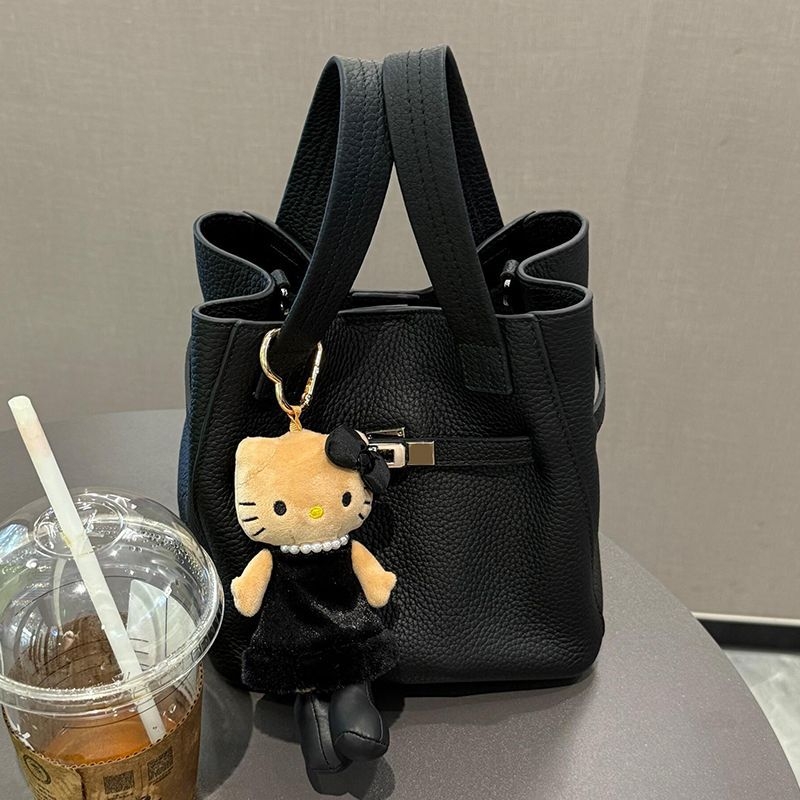 Mini kožna bucket torbica za žene, elegantan stil, proljeće 2025, rameni/crossbody, PU podstava, mekana površina