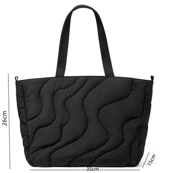 Geantă tote din nylon, căptușeală din poliester, formă orizontală dreptunghiulară, închidere cu fermoar, buzunar interior ascuns cu fermoar, cu o singură curea de umăr