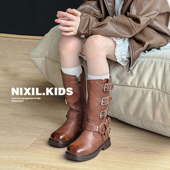 Ghete de copii moderne cu partea superioară PU, talpă din cauciuc, fermoar lateral, anti-derapante și rezistente la uzură