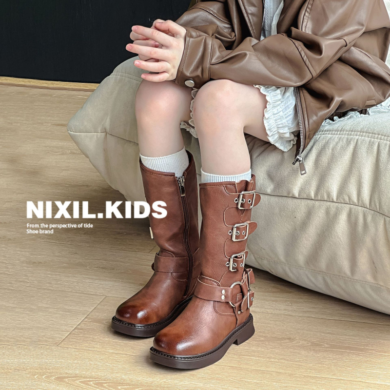 Ghete de copii moderne cu partea superioară PU, talpă din cauciuc, fermoar lateral, anti-derapante și rezistente la uzură