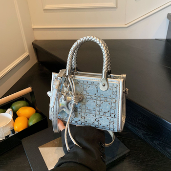 Geantă PU crossbody patrată cu fermoar, buzunar interior cu fermoar și buzunar pentru telefon, căptușeală poliester, vara 2025