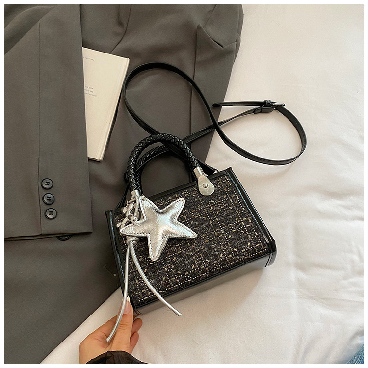 Geantă PU crossbody patrată cu fermoar, buzunar interior cu fermoar și buzunar pentru telefon, căptușeală poliester, vara 2025