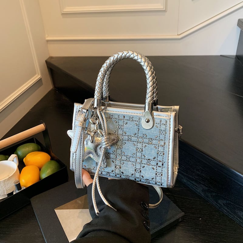 Geantă PU crossbody patrată cu fermoar, buzunar interior cu fermoar și buzunar pentru telefon, căptușeală poliester, vara 2025