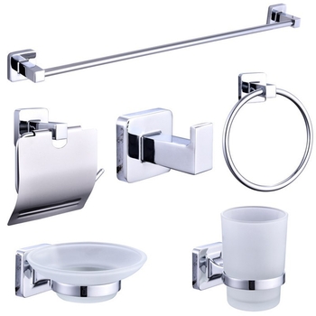 Set za kupaonicu od cinkove legure: držač za ručnike, mrežica za sapun, držač za papir, prsten za ručnik, vješalica za odjeću; moderan minimalistički stil; paket od šest komada ili više; elektrogalvanski premaz; CE certifikat; branda Jirun