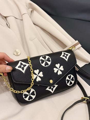 Crossbody torba od PU s ulicnim trendom, horizontalno kvadratnog oblika, zatvaranje poklopcem, unutarnja pregrada za telefon i ID karticu