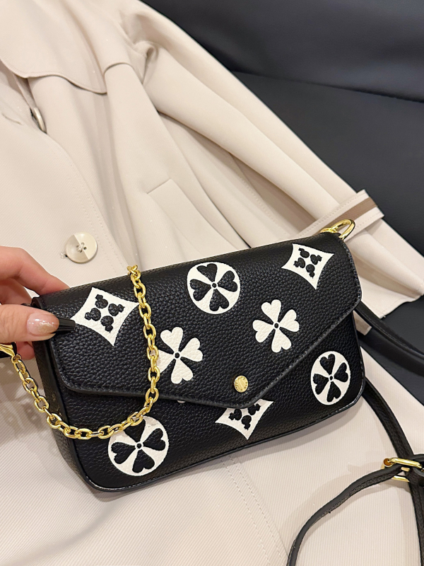 Crossbody torba od PU s ulicnim trendom, horizontalno kvadratnog oblika, zatvaranje poklopcem, unutarnja pregrada za telefon i ID karticu