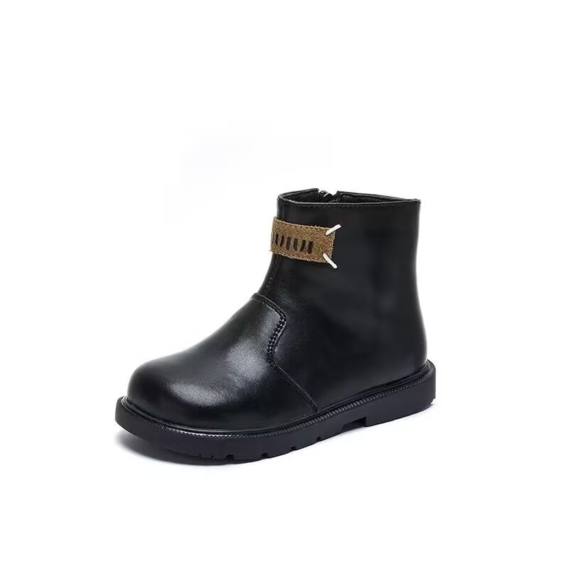 Ghete Martin pentru copii, stil britanic, fermoar lateral; exterior din piele split, căptușire din shearling de oaie, talpă din cauciuc, înălțime medie (13–16 ani)