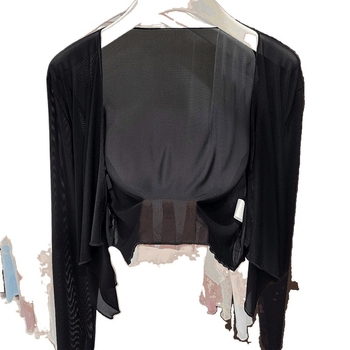 Дамски кардиган-шал от мрежеста тъкан с UPF30+ защита, акрилно влакно, версия: шалов тип, стил: уличен хипстър, лято 2022