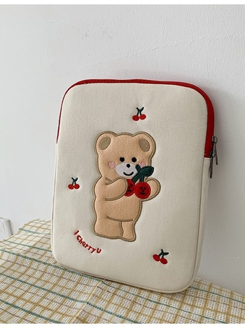 Geantă pentru laptop cu model ursuleț anime, respirabilă, ultraușoară, interior izolat, exterior din țesătură, căptușeală din poliester