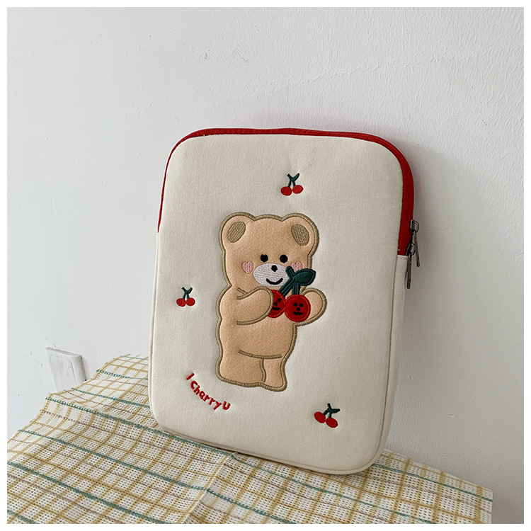 Geantă pentru laptop cu model ursuleț anime, respirabilă, ultraușoară, interior izolat, exterior din țesătură, căptușeală din poliester