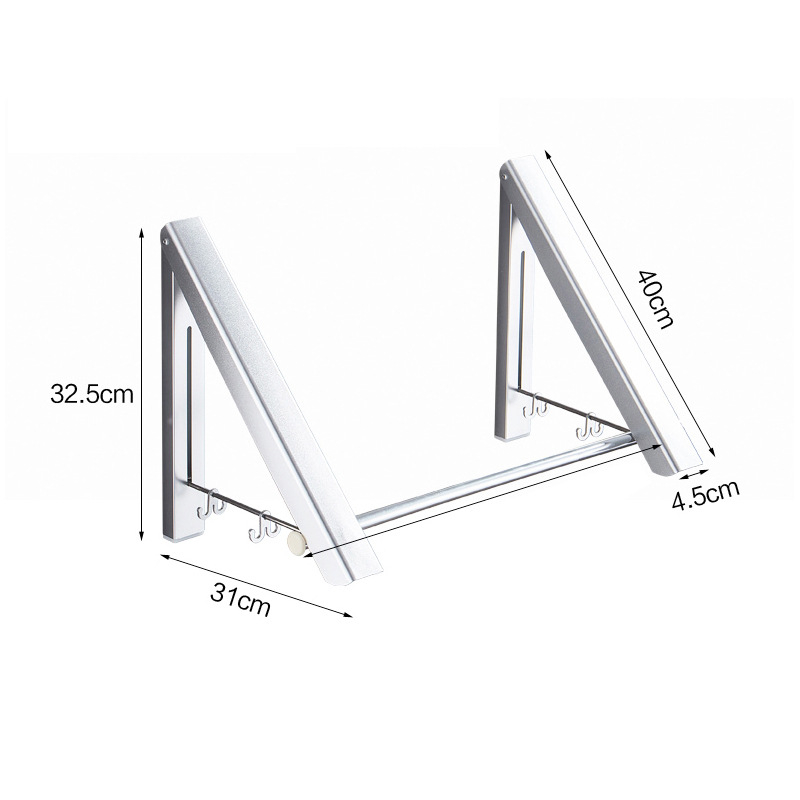 Επιτοίχια κρεμάστρα παλτών και ρούχων από Space Aluminum – Πτυσσόμενη, Τηλεσκοπική, Εξωτερική ράβδος στεγνώματος