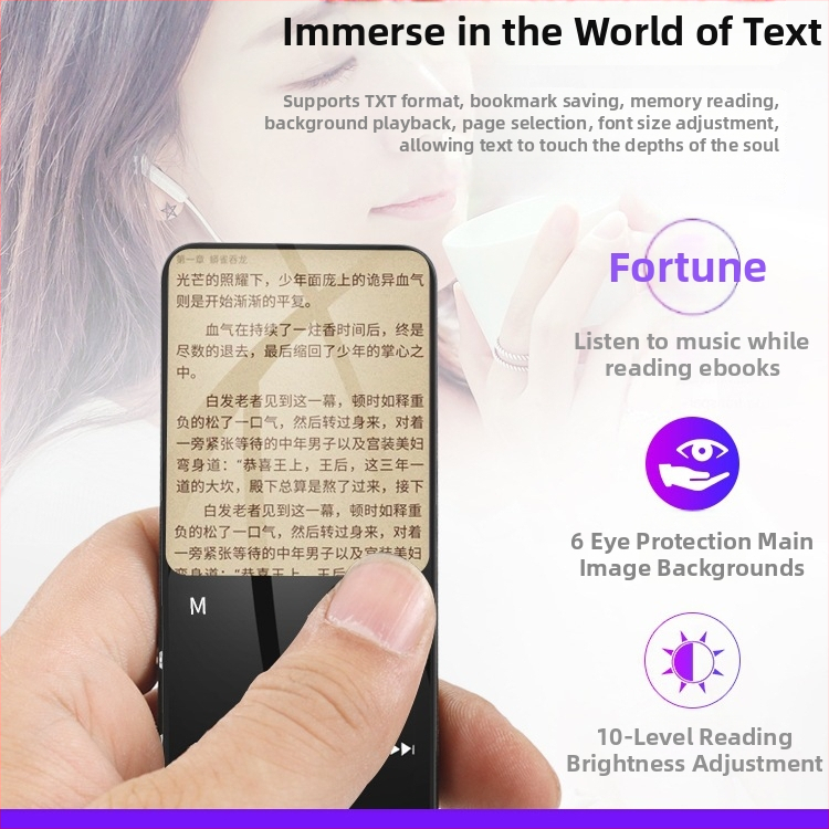 Bluetooth MP4 prehrávač s dotykovou obrazovkou, MP3/MP4 prehrávanie, čítačka elektronických kníh, budík
