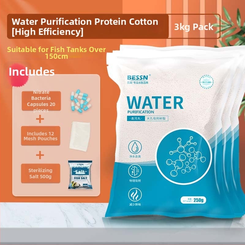 Fehérje alapú akváriumi szűrőpamut a sárgulás eltávolítására, dezodoráló és víztisztító pamut, 250 g, márka BESSN