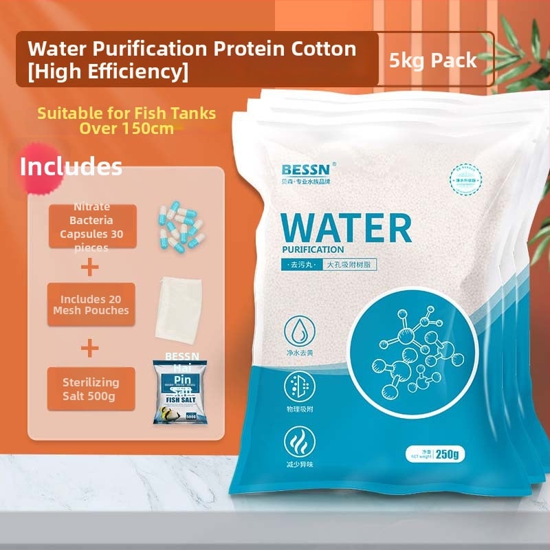 Fehérje alapú akváriumi szűrőpamut a sárgulás eltávolítására, dezodoráló és víztisztító pamut, 250 g, márka BESSN