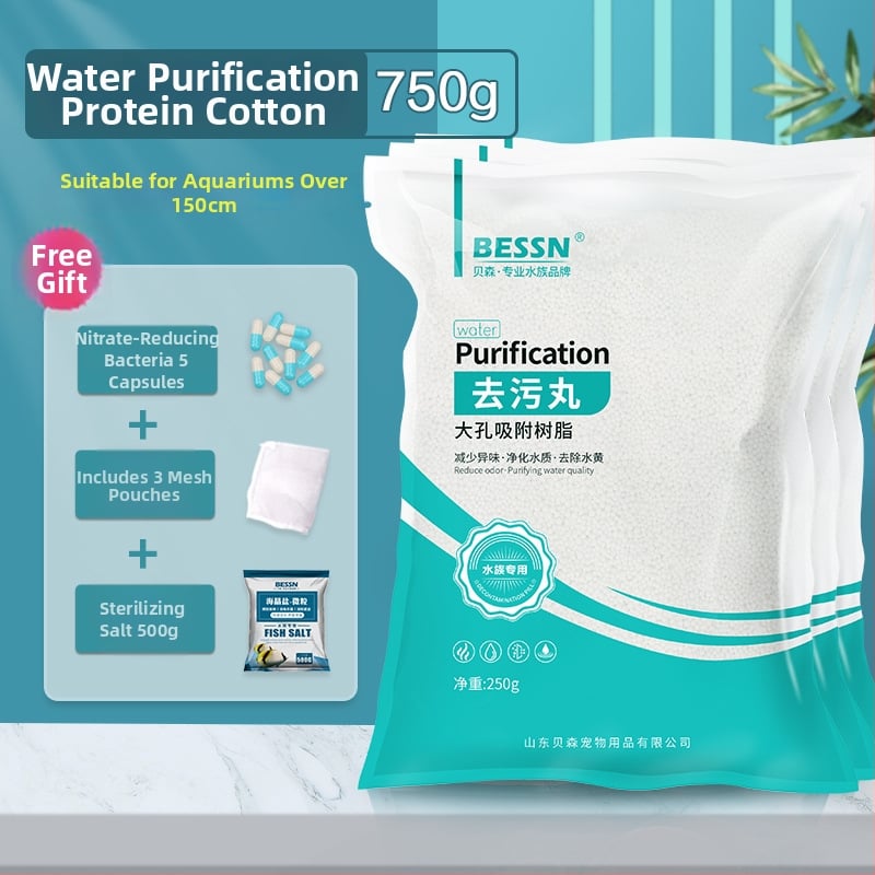 Fehérje alapú akváriumi szűrőpamut a sárgulás eltávolítására, dezodoráló és víztisztító pamut, 250 g, márka BESSN