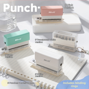 Мултифункционален пънчър за дупки в подвързващи файлове, 6 кръгли дупки