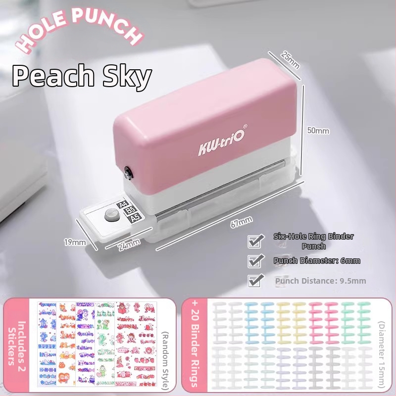 Мултифункционален пънчър за дупки в подвързващи файлове, 6 кръгли дупки
