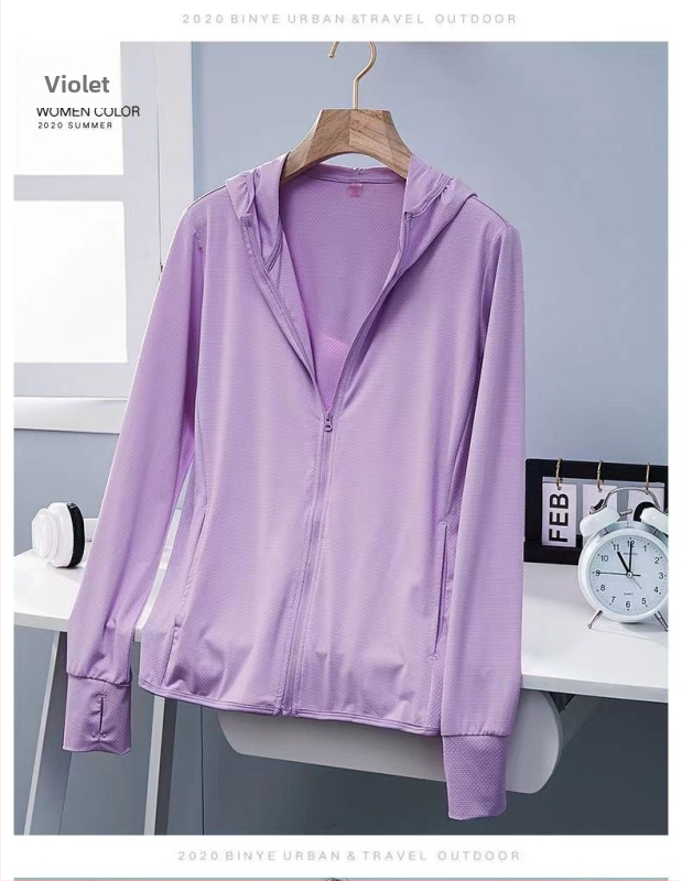 Γυναικεία ζακέτα με UPF50+ UV προστασία, διαπνέουσα και γρήγορο στέγνωμα Ice Silk ύφασμα, με κουκούλα, κύριο ύφασμα Lycra (Spandex)