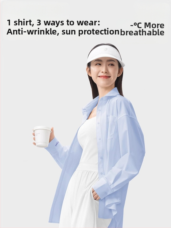 Слънцезащитна риза за жени, свободна кройка, дълги ръкави, UPF50+, лека и дишаща