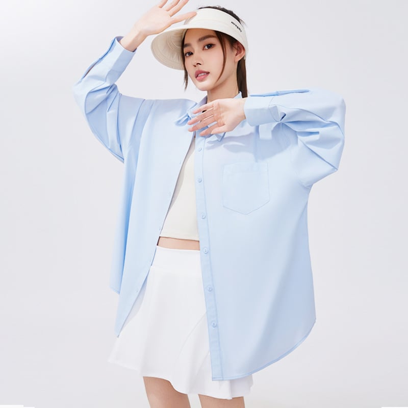 Слънцезащитна риза за жени, свободна кройка, дълги ръкави, UPF50+, лека и дишаща