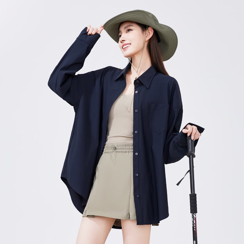 Слънцезащитна риза за жени, свободна кройка, дълги ръкави, UPF50+, лека и дишаща