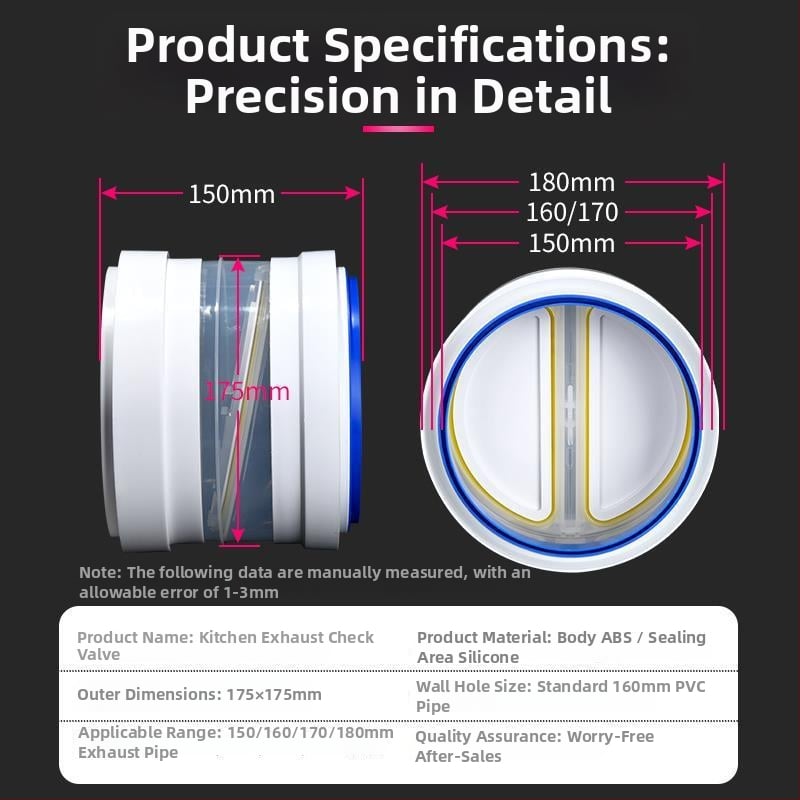 Βαλβίδα ελέγχου για κουζίνα απορροφητήρα, πλαστικό, CE πιστοποιημένο στην ΕΕ, καθολική οικιακή χρήση