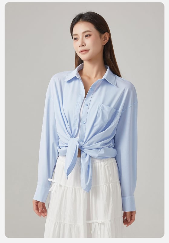 Дамска риза за UV защита, дълги ръкави, Nylon плат, регулярна дължина 55–65 см, кръгло деколте, стил градски отдих