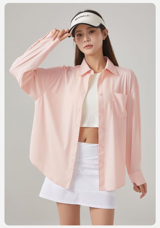 Дамска риза за UV защита, дълги ръкави, Nylon плат, регулярна дължина 55–65 см, кръгло деколте, стил градски отдих