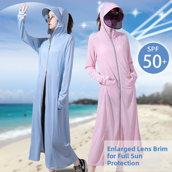 Μακριά γυναικεία ζακέτα με UV προστασία, διαπνέουσα, γρήγορο στέγνωμα, πολυεστέρας