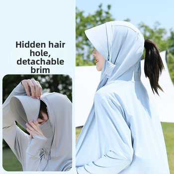 Αντηλιακή ζακέτα εξωτερικού με κουκούλα, αναπνέον νάιλον 81-95%, για ψάρεμα