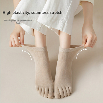 Ж女人ски чорапи с пет пръста, памук от фин подбор, дишащи мрежести чорапи със разделени пръсти, спортно абсорбиращи влага, японски стил, средно високи.