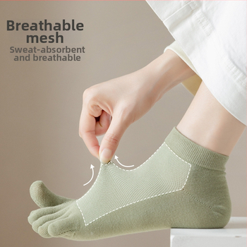 Ж女人ски чорапи с пет пръста, памук от фин подбор, дишащи мрежести чорапи със разделени пръсти, спортно абсорбиращи влага, японски стил, средно високи.