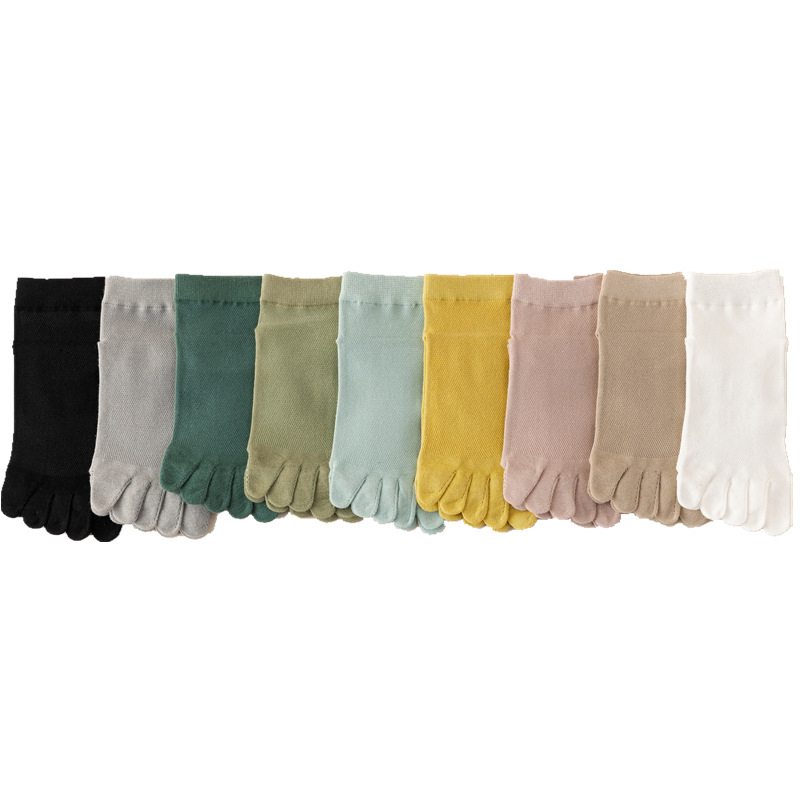 Ж女人ски чорапи с пет пръста, памук от фин подбор, дишащи мрежести чорапи със разделени пръсти, спортно абсорбиращи влага, японски стил, средно високи.