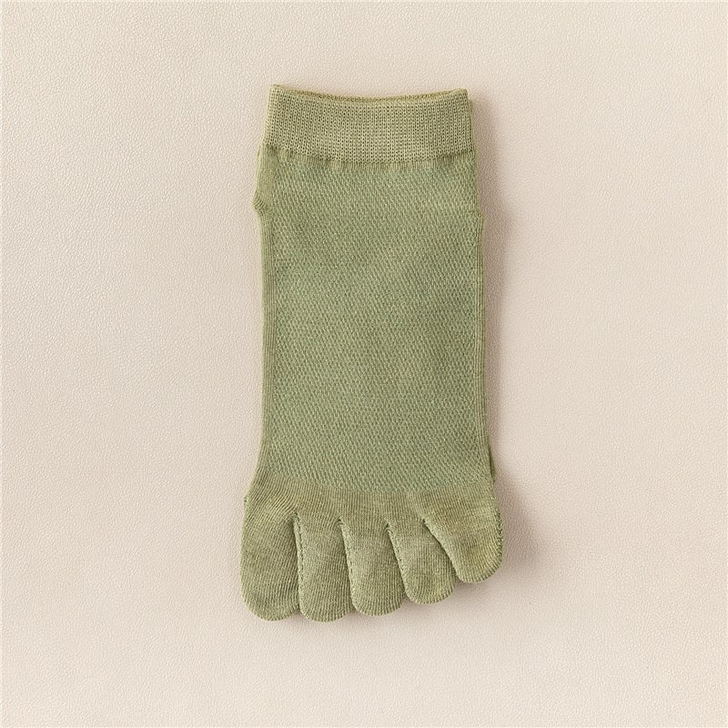 Ж女人ски чорапи с пет пръста, памук от фин подбор, дишащи мрежести чорапи със разделени пръсти, спортно абсорбиращи влага, японски стил, средно високи.