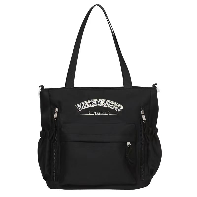 Ženska crossbody torba 2024, velika kapacitet, najlon, srednja veličina, zatvarač, unutarnji džepovi za telefon, osobnu iskaznicu i prijenosno računalo, horizontalni kvadratni oblik, tri naramenice, urbano minimalističko