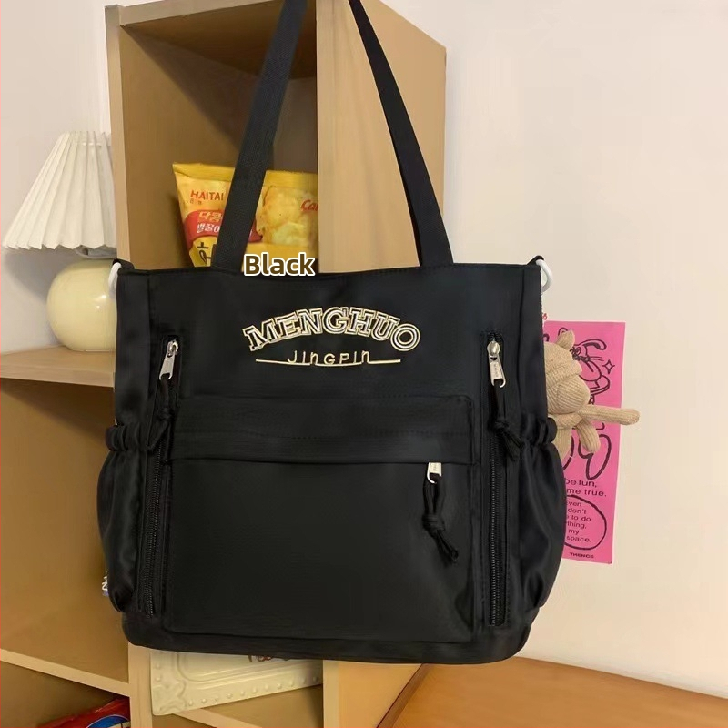 Ženska crossbody torba 2024, velika kapacitet, najlon, srednja veličina, zatvarač, unutarnji džepovi za telefon, osobnu iskaznicu i prijenosno računalo, horizontalni kvadratni oblik, tri naramenice, urbano minimalističko