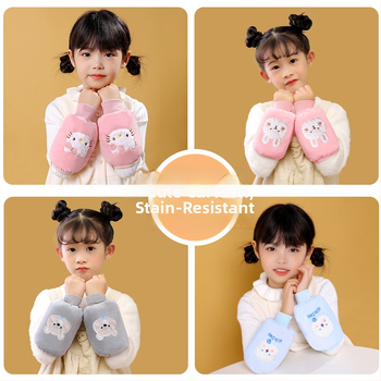 Παιδικά προστατευτικά βραχιόνων από φλανέλ με καρτούν σχέδιο, αντι-βρωμιά, φθινόπωρο-χειμώνας, κεντημένα (Ruiya)