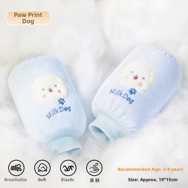 Παιδικά προστατευτικά βραχιόνων από φλανέλ με καρτούν σχέδιο, αντι-βρωμιά, φθινόπωρο-χειμώνας, κεντημένα (Ruiya)