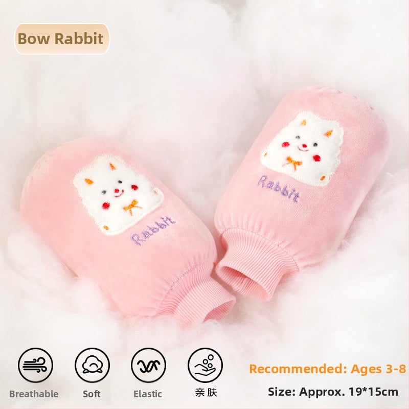 Παιδικά προστατευτικά βραχιόνων από φλανέλ με καρτούν σχέδιο, αντι-βρωμιά, φθινόπωρο-χειμώνας, κεντημένα (Ruiya)