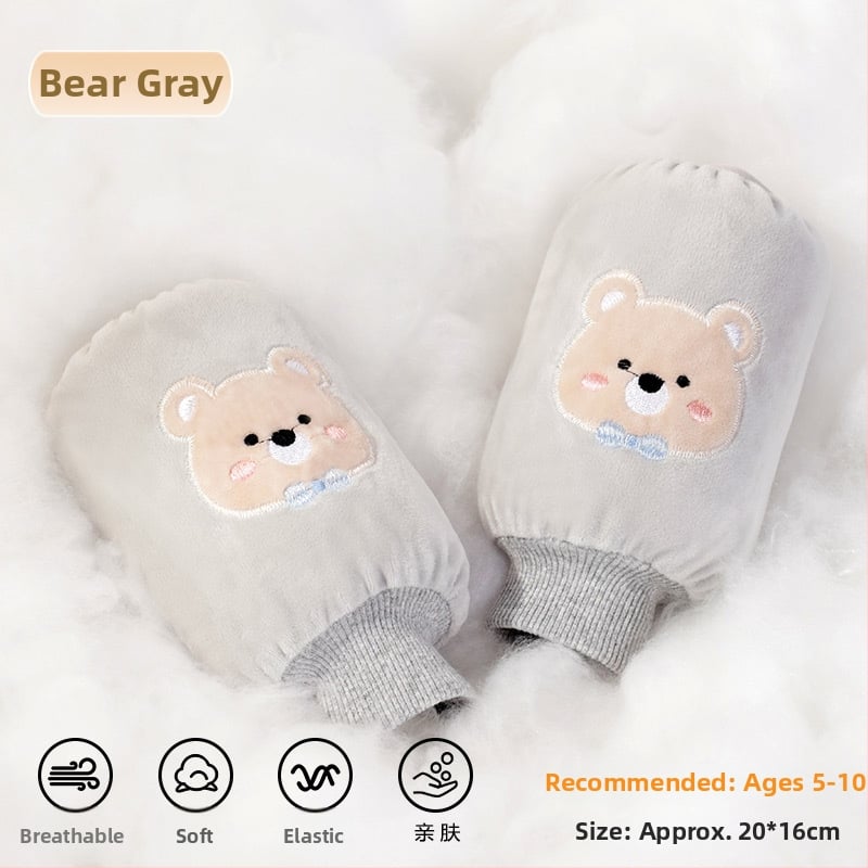 Παιδικά προστατευτικά βραχιόνων από φλανέλ με καρτούν σχέδιο, αντι-βρωμιά, φθινόπωρο-χειμώνας, κεντημένα (Ruiya)