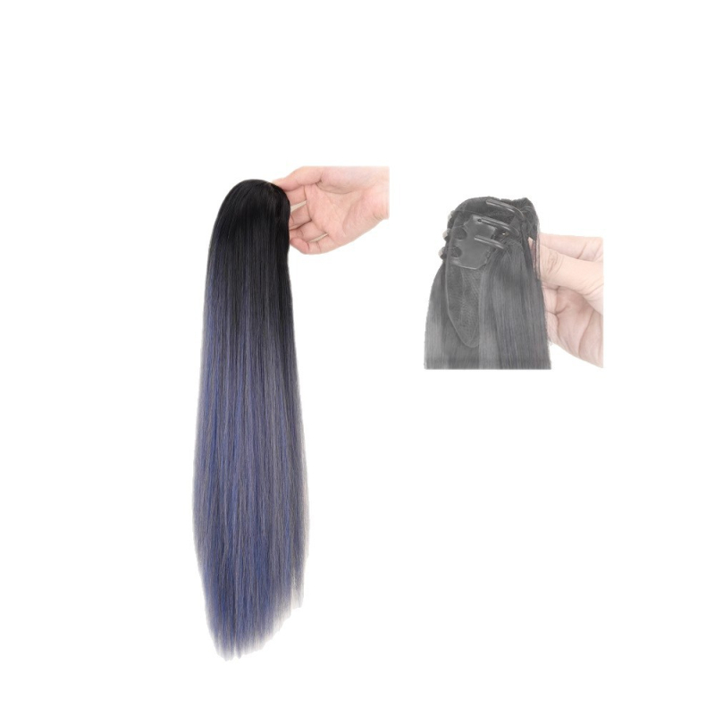 Перука с опашка за жени, дълга права коса, влакна устойчиви на високи температури, механизъм за закрепване, може да се боядисва и къдри