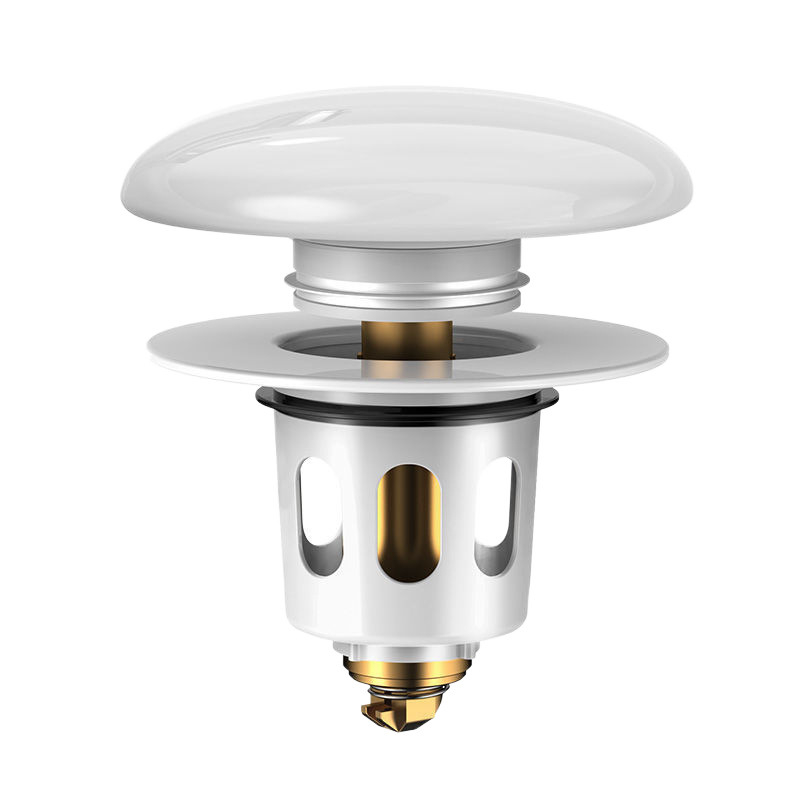 Réz anyagú mosdólefolyó dugó push-type pop-up mechanizmussal és illat-elleni szűrővel – CUPC tanúsítvány, univerzális mosdó kiegészítő