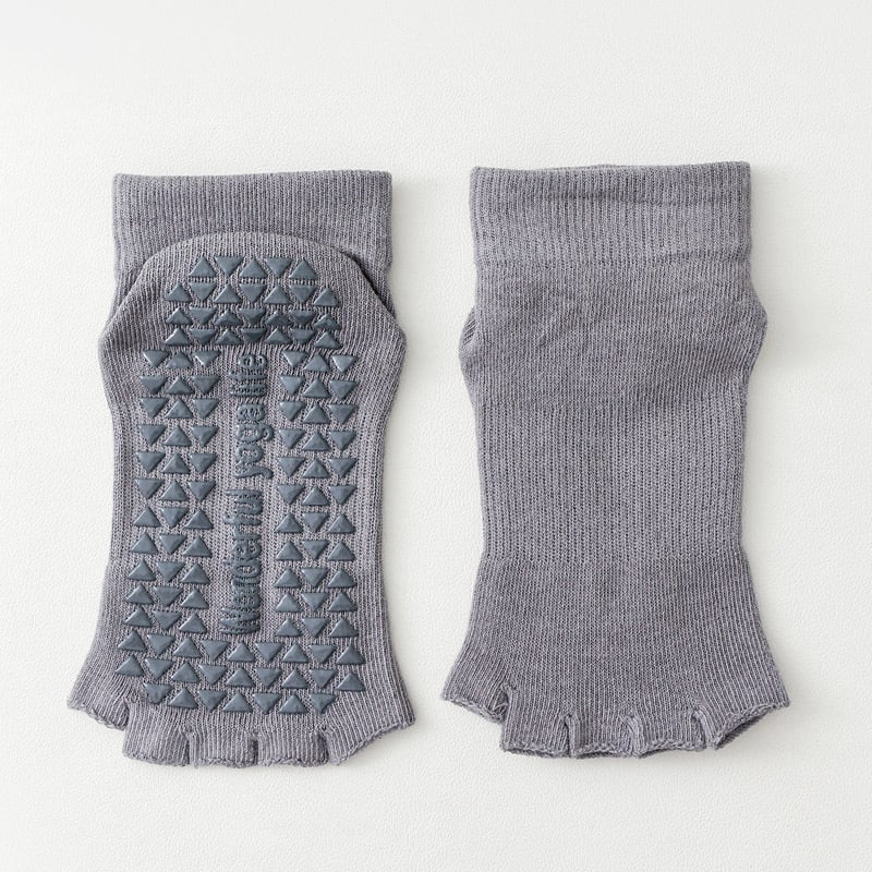 Чорапи за йога с пет пръста за жени – памук, попиване на пот, против триене, спортни чорапи с къс крак, едноиглено плетиво