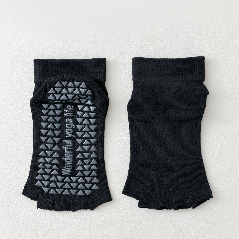 Чорапи за йога с пет пръста за жени – памук, попиване на пот, против триене, спортни чорапи с къс крак, едноиглено плетиво