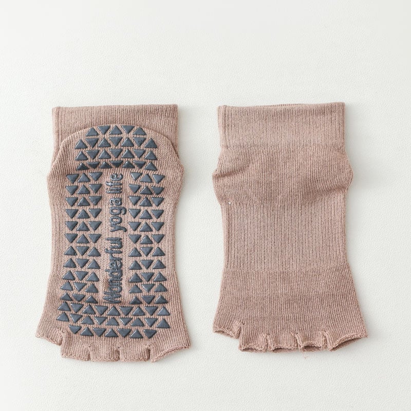 Чорапи за йога с пет пръста за жени – памук, попиване на пот, против триене, спортни чорапи с къс крак, едноиглено плетиво