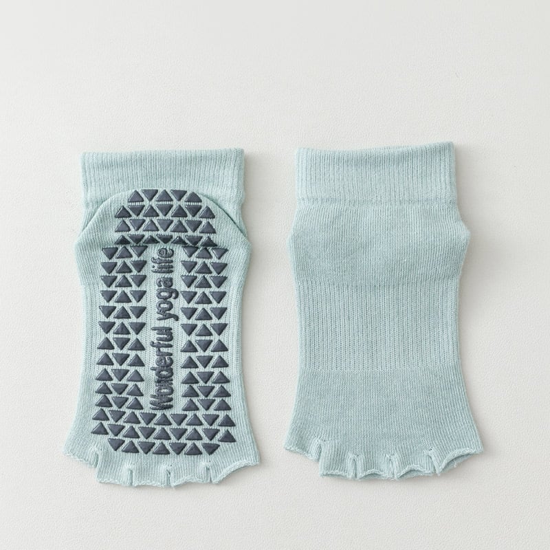 Чорапи за йога с пет пръста за жени – памук, попиване на пот, против триене, спортни чорапи с къс крак, едноиглено плетиво