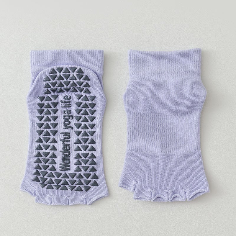 Чорапи за йога с пет пръста за жени – памук, попиване на пот, против триене, спортни чорапи с къс крак, едноиглено плетиво