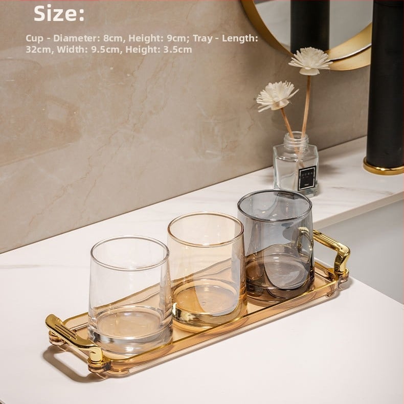 Pahar din sticlă pentru gargară și set de pahare pentru periuțe de dinți – formă rotundă, construcție pe un singur strat, îngrijire a sănătății orale