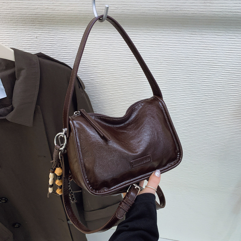 Keresztpántos négyszögletes táska - PU anyag, cipzár, telefon- és dokumentum-zsebek, poliészter bélés - Városi egyszerűség, 2025 ősz